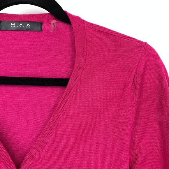 Modcloth MAK Cardigan Sweater Womens Sz Large Pink V-Neck 3/4 Sleeve - Picture 3 of 6
